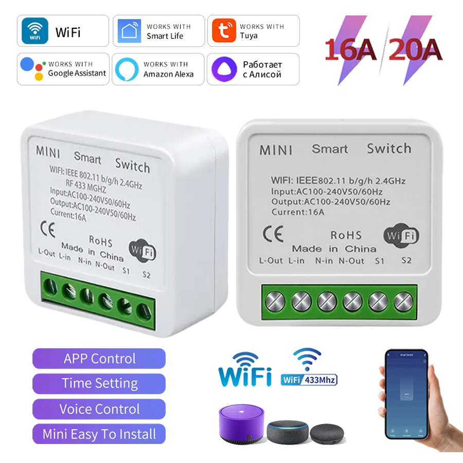 Smart Home Google - Tuya WiFi Smart Switch Module RF433Mhz